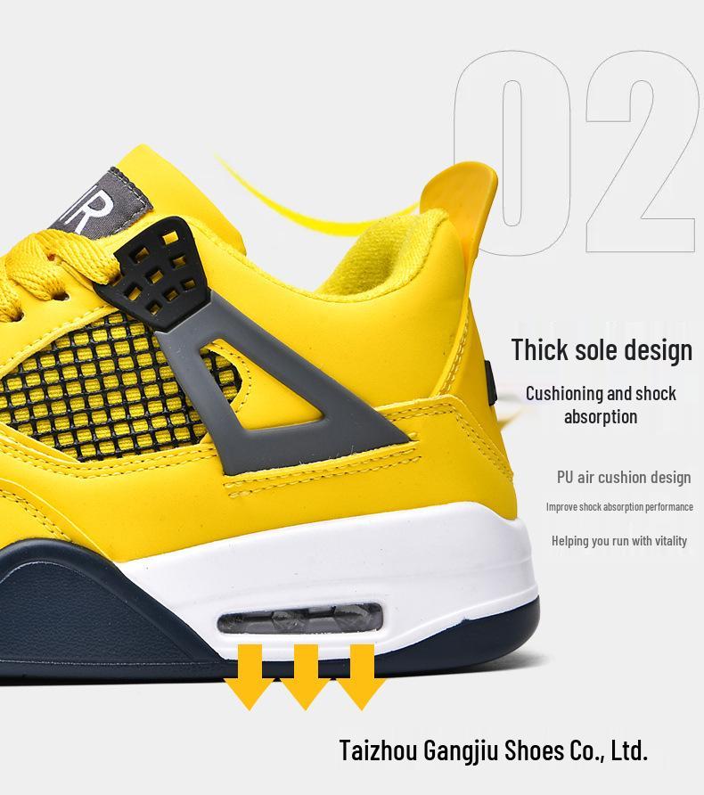 AJ4 Men's Little White Cement High-Top Basketball Sneakers, Thick-Soled, Autumn 2025 Trendy Edition