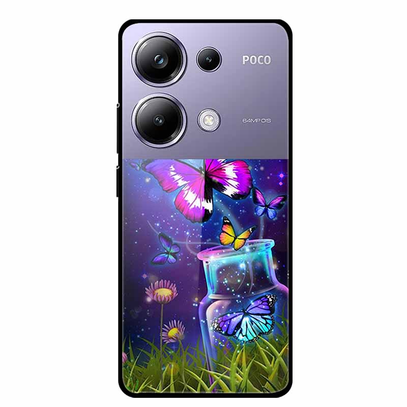 Painting Cover For Poco M6 Pro GlassTempered Glass Case Hard Back Shield for Xiaomi Poco M 6 Pro 6.67" Colourful Phone Fundas