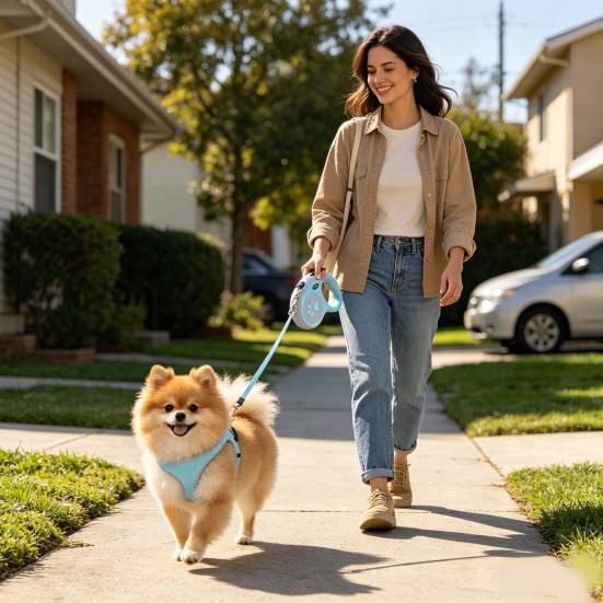 Retractable Dog Leash Heavy Duty 16Ft Tape Leash Tangle-Free Leash with One-Button Control Comfortable Handle for Small Medium Dogs