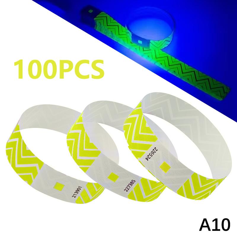 50/100 Pièces Bracelets en Papier à Rayures Néon Imperméables Fluorescents Jetables de Sécurité Pour Concerts, Fêtes, Événements