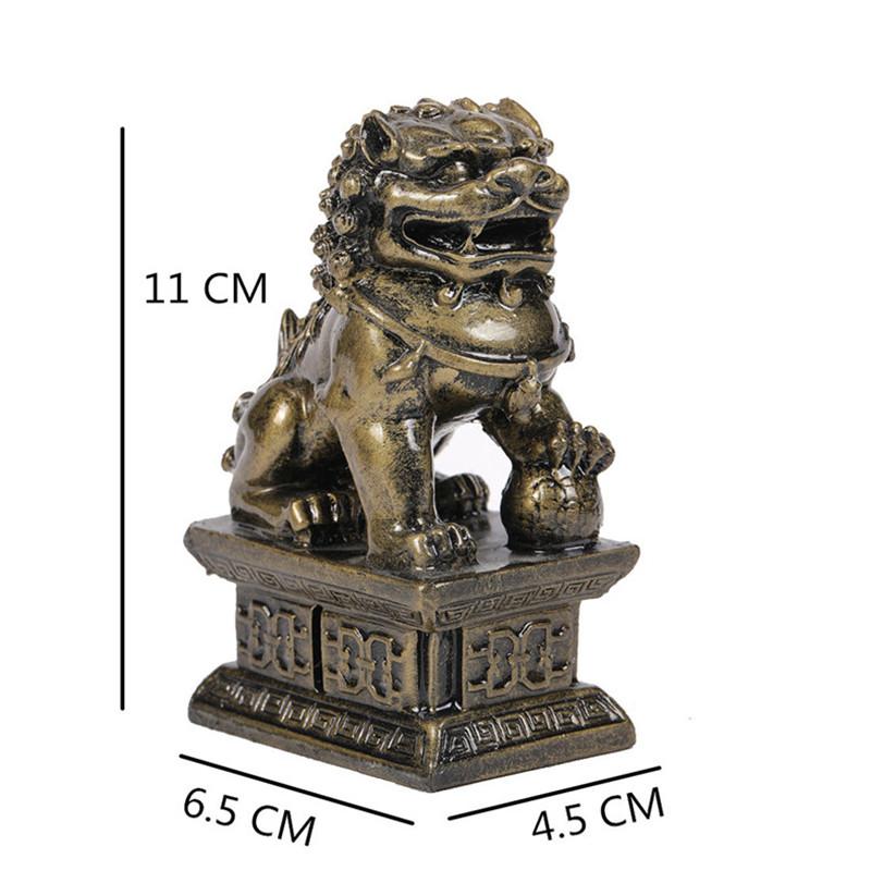 2Pcs Gold Fu Foo Dogs Lions Statues Feng Shui Man-made Jade Stone Buddha Dragon Sculpture Figurines Statue Home Decoration