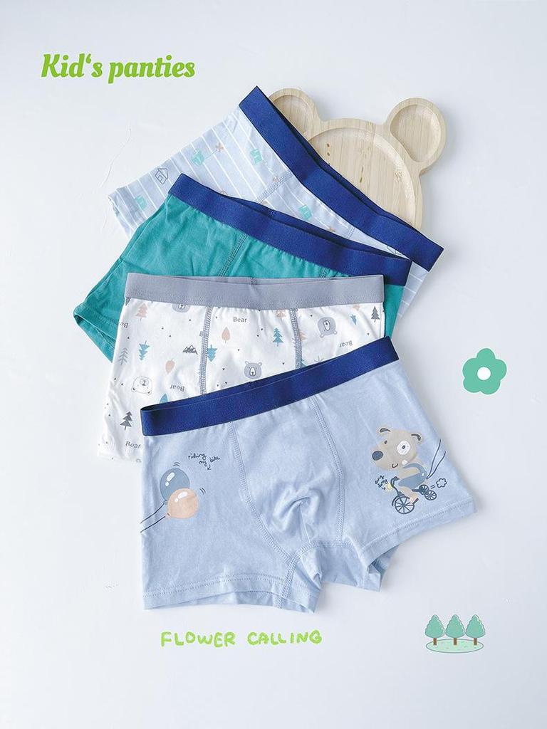 Children's Summer Cotton Boxer Briefs (Class A) for Boys Aged 9-12 - No Pinch Design.