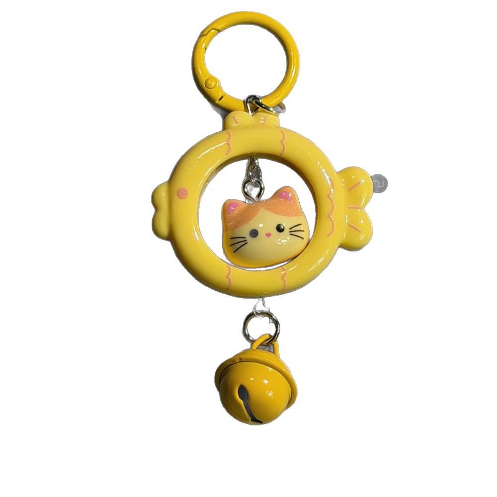 Cat Cat Fish Key Ring Color Three-dimensional Bell Pendant Original Cute Girlfriends Couple Gift Bag Accessories