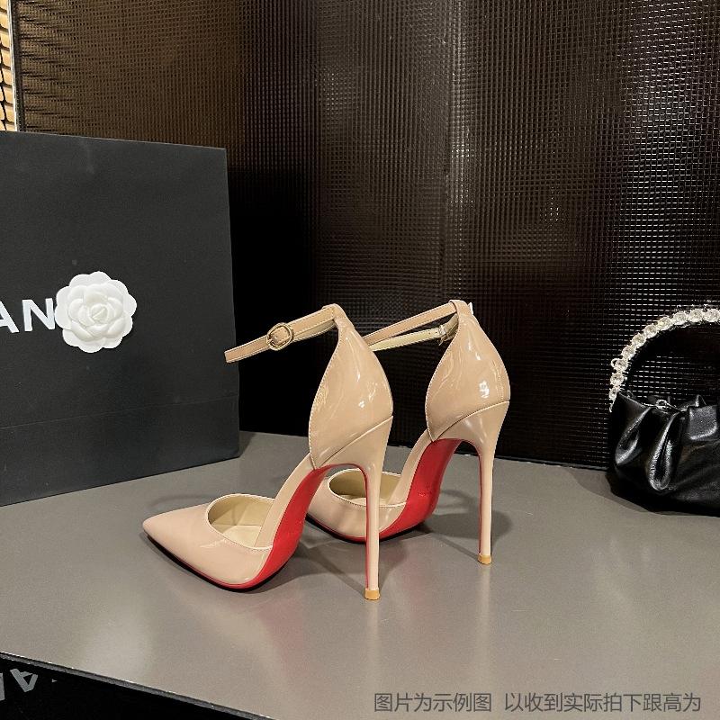 

Red-soled high heels women s stilettos autumn and summer 2025 new one-word sandals women s sexy temperament pointed single shoes 37