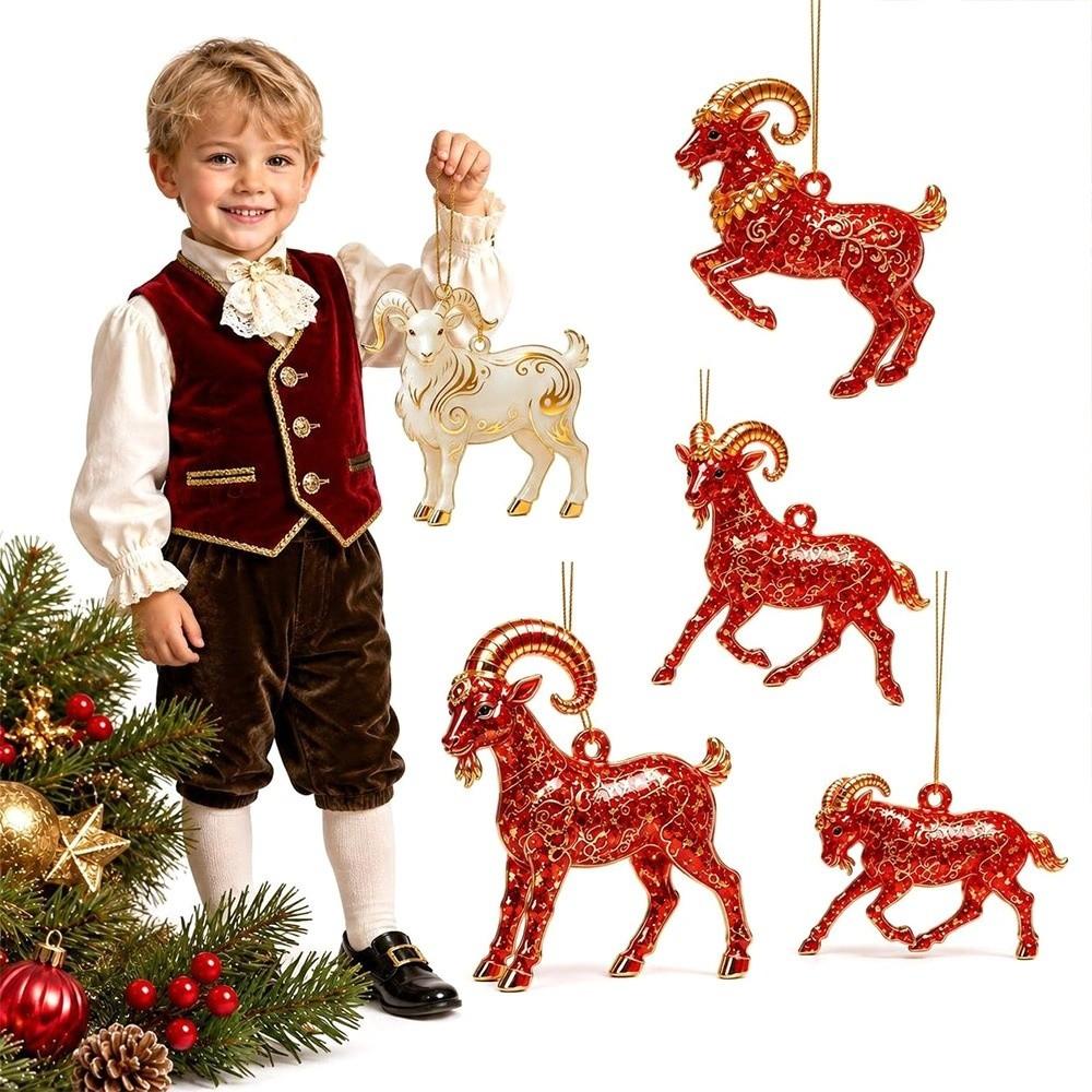 Shining Goat Pendant Acrylic Christmas Tree Ornament Gifts Animal Hanging Decoration  Bag Charms