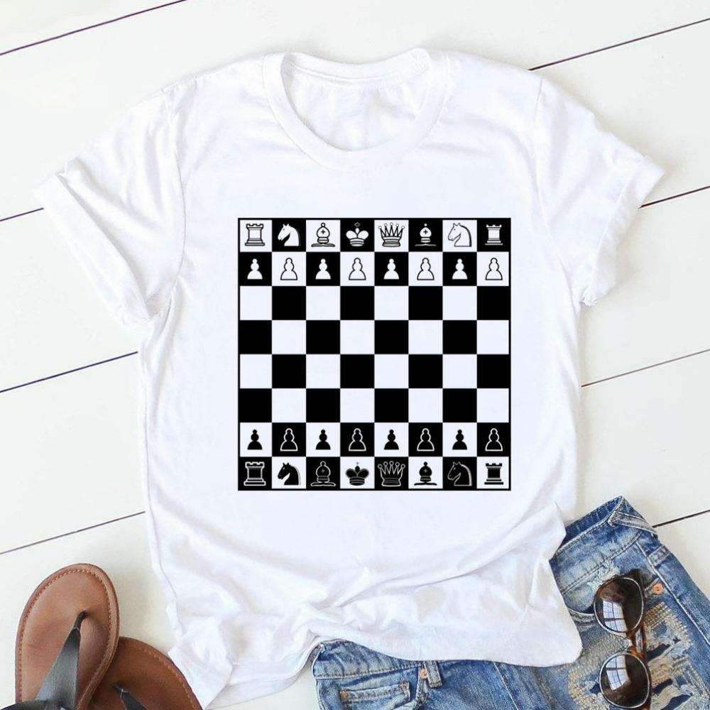 Creative Chess T-shirt The Game Chess Print Funny T Shirts Men Women Unisex Casual Tops White T-Shirt Graphic TShirts Streetwear