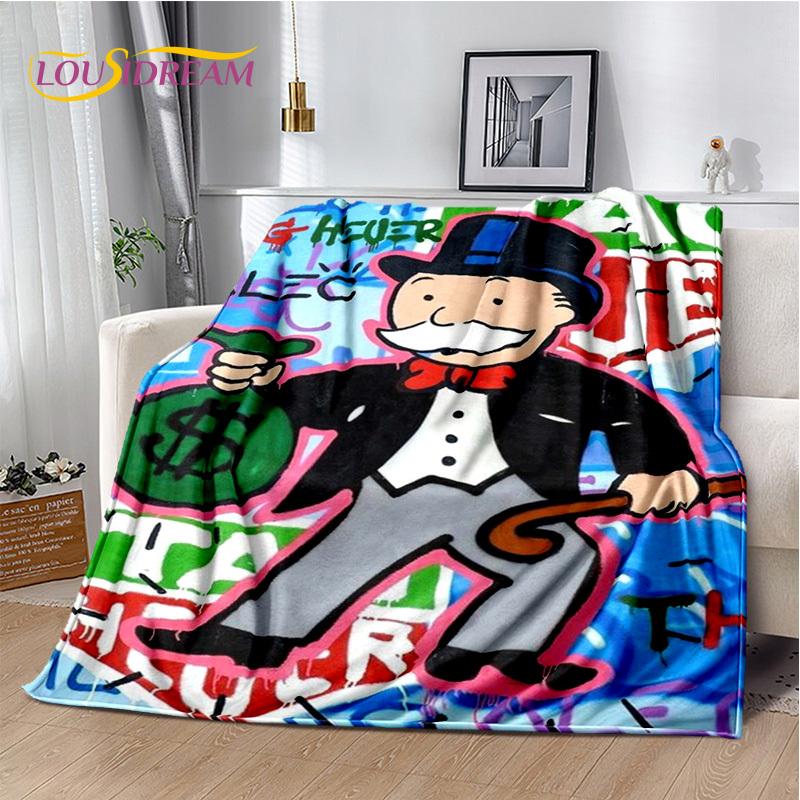 Rich Man Game Monopoly Dollar Cartoon Blanket,Soft Throw Blanket for Home Bedroom Bed Sofa Picnic Travel Office Cover Child Gift