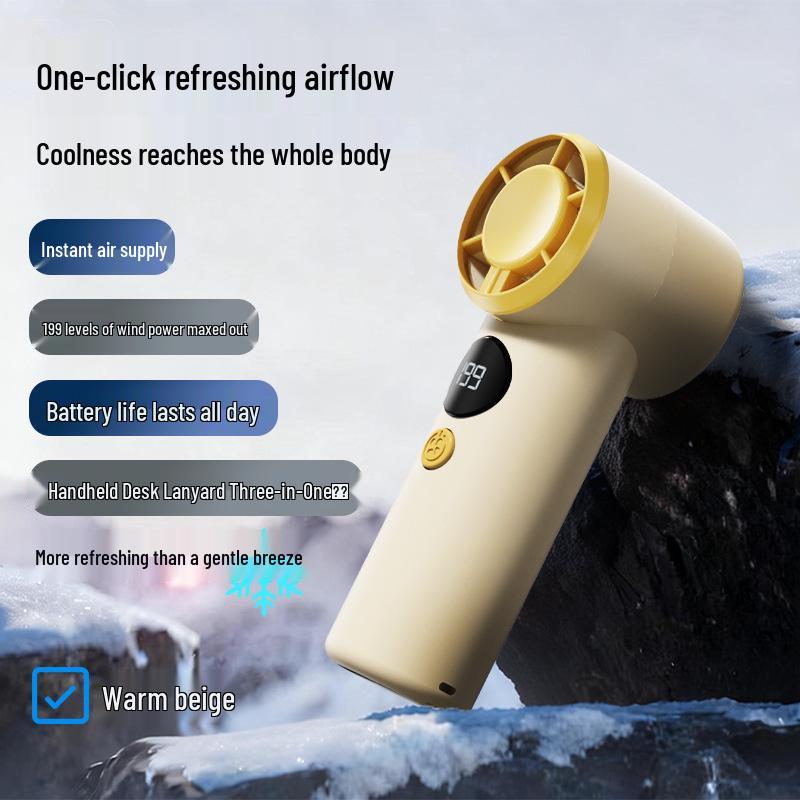 T100S Portable High-Speed Turbo Mini Fan with USB Charging 62x159x55mm