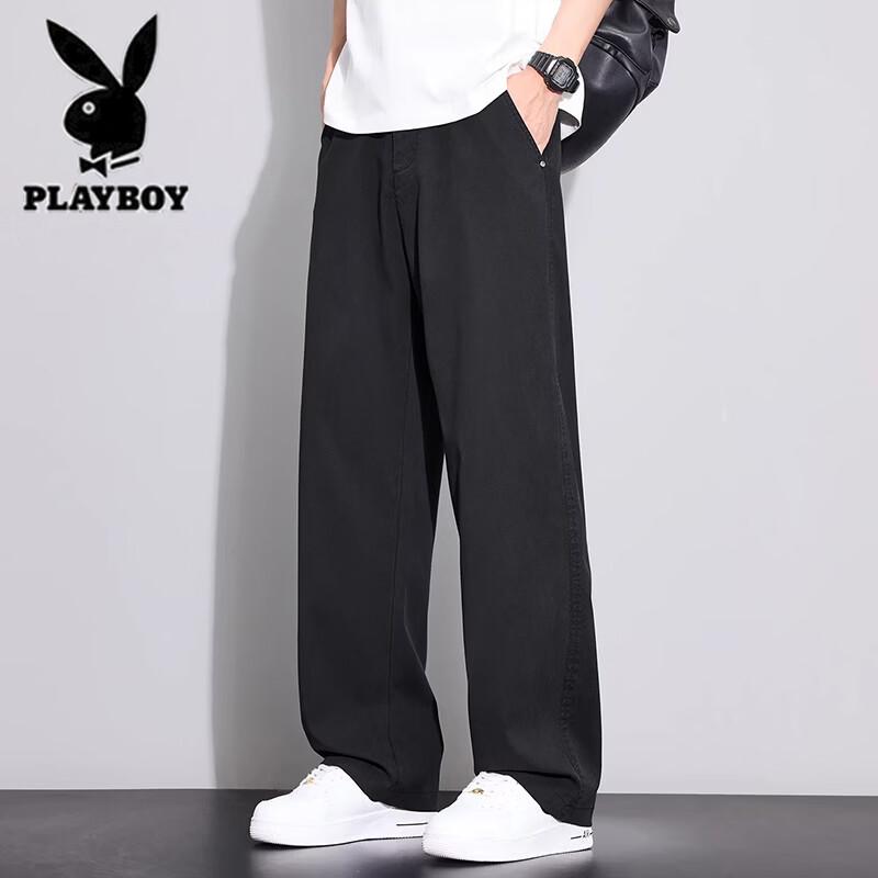 Playboy Men's Summer Tencel Blend Straight-Leg Casual Pants