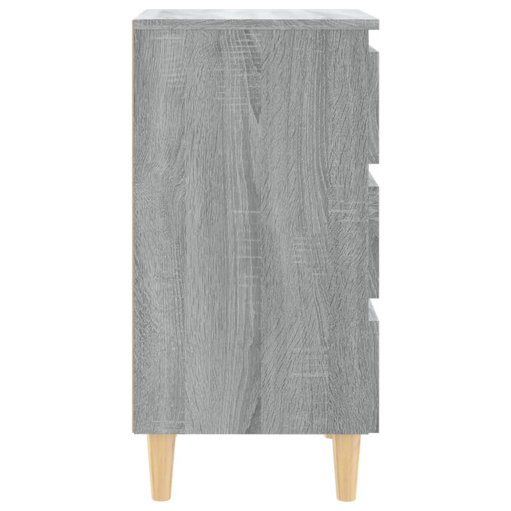 Nightstand with Solid Wood Legs Grey Sonoma 40 x 35 x 69 cm