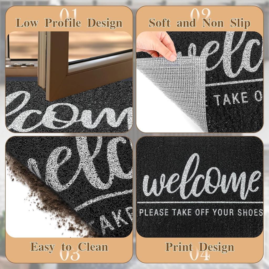 Welcome Door Mat Funny Front Door Mat Outside Indoor Entrance 30 x17.5 Inch Non Slip Floor Doormat Easy to Clean Christmas Black Doormat for Entry