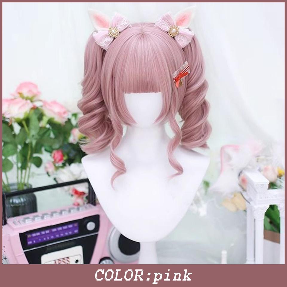 WTB Synthetic Wig Female Cute Fresh Claw Clip Deep Double Ponytail Straight Hair Wig With Bangs Christmas Cosplay Party Wig