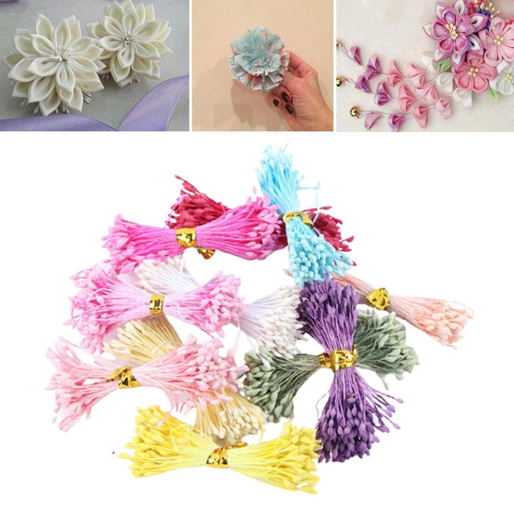 1100 Pieces 1mm Artificial flower Stamen Double Tip Pearlescent Crafts Cards Cakes Decoration Accessories Wedding Handmade