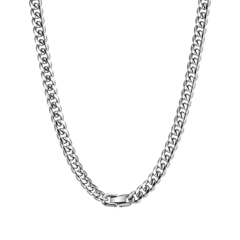 Titanium Steel Colorfast Cuban Chain Necklace for Men - Trendy, Versatile, High-End Accessory