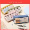 Student Double Layer Large Capacity Pencil Case With Canvas Material For Middle School And High School Students
