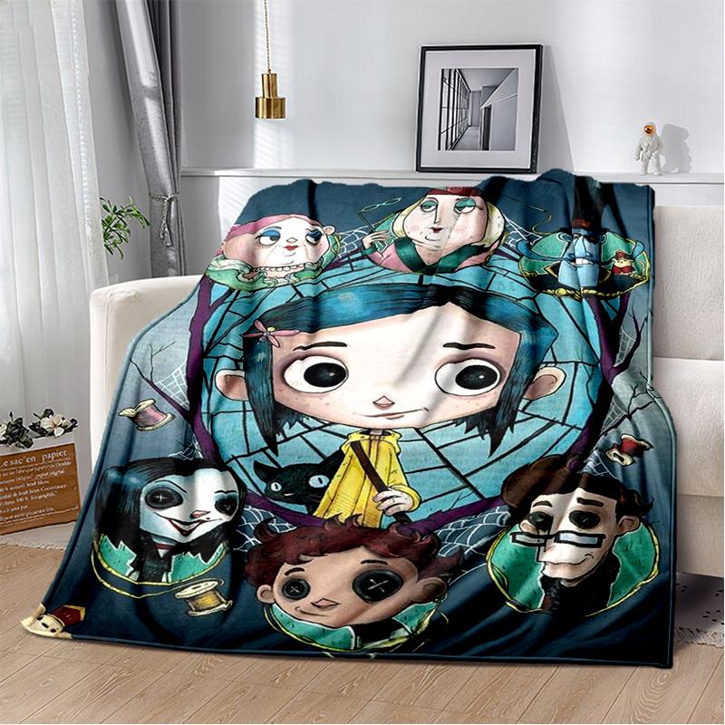 New Coraline Horror Cartoon Gift Soft Flannel Blanket,Throw Blanket Comfortable Blanket for Beds Sofa Home Bedroom Kids