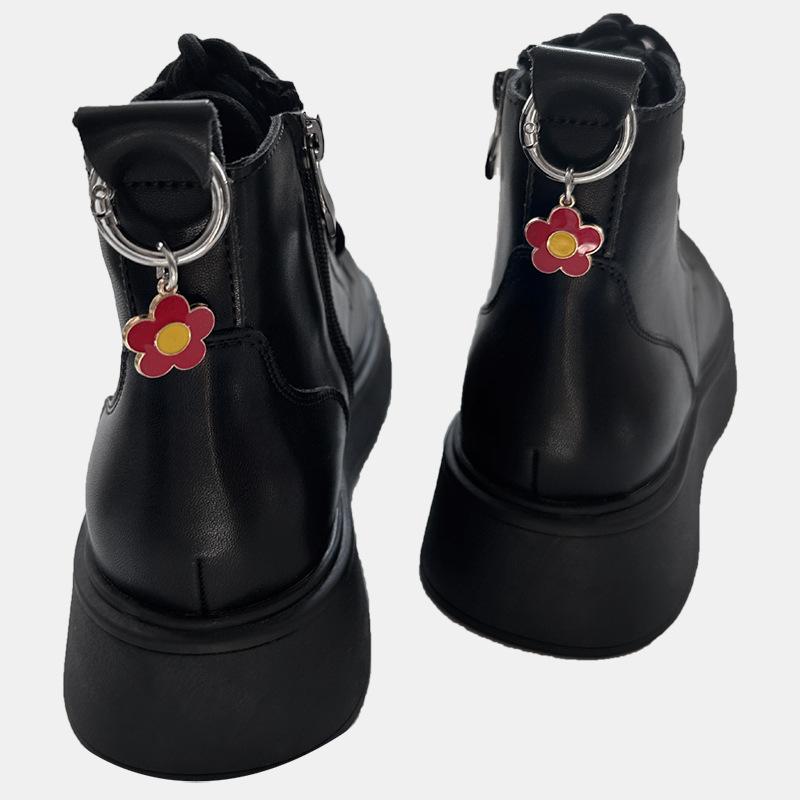 2pcs Oil-Drip Flower Shoe Buckle Boots Accessory Detachable Pendant Metal Shoe Pendant Small Red Flower Metal Charm Heel Decor