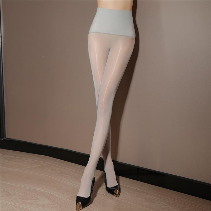 

Seamless High Waist Pantyhose - Sexy Oily Sheen, Bare Leg Effect One Size