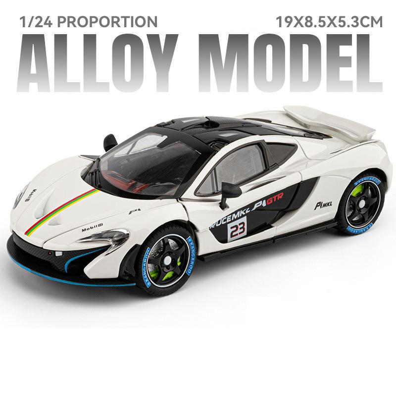 

1/24 McLaren P1 GTR Alloy Sports Car Model Diecasts Metal Track Racing Car Vehicles Model Sound and Light Simulation Childrens Toys Gift белый