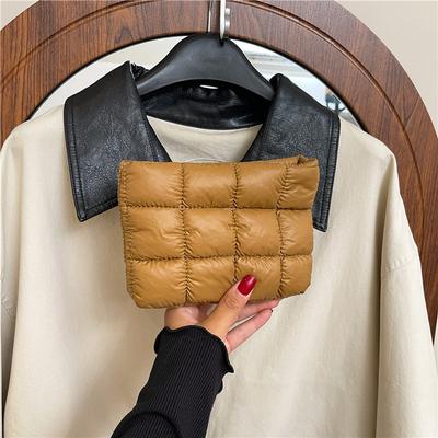 Stickgarn Karo Herbst und Winter neu einfarbige Kosmetiktasche Nischendesign Aufbewahrungstasche leichte Handtasche schlichter Trend