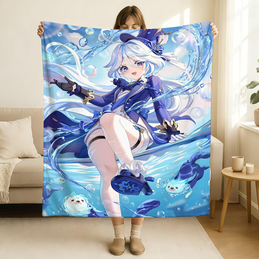 Genshin Impact Game Furina Blanket Soft and Skin Friendly For Couch Bed Napping Bedspread All Seasons Comforter