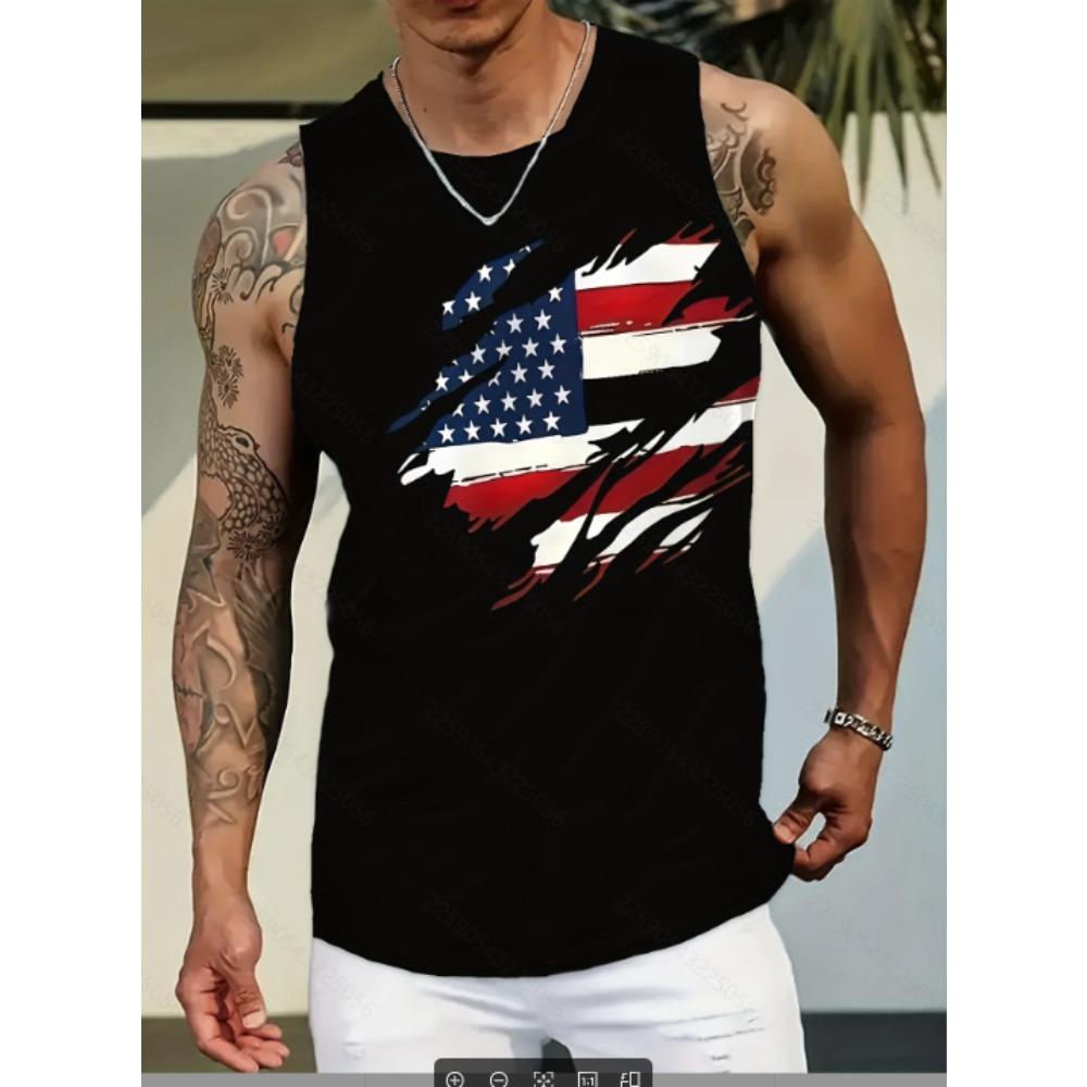 New Fashion Casual Versatile High-quality Graffiti Style Men's Round Neck Vest Outdoor Sports Fitness Comfortable Breathable Vest