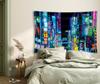 Japan Tokio Nachtlichter Wandteppich Städtische Stadtlandschaft Wandkunst Neon Glühen Dekor für Schlafzimmer Wohnzimmer Auslage