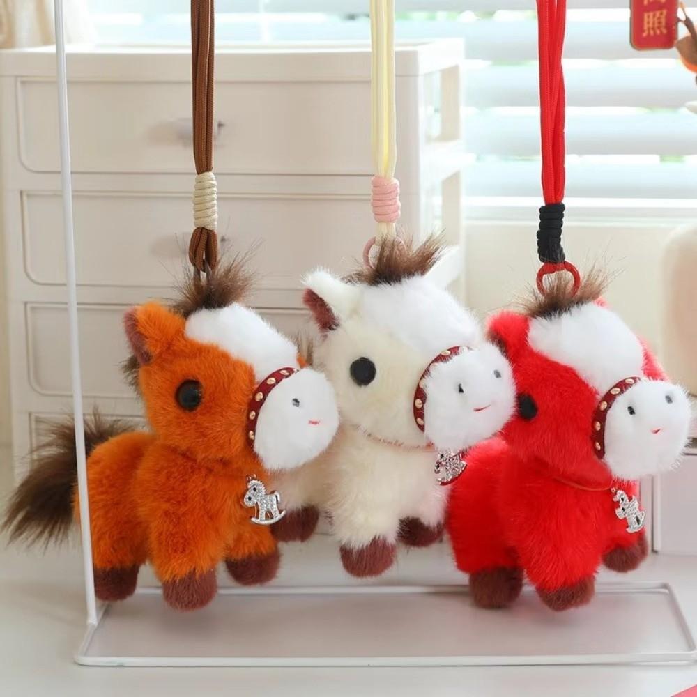 Soft Plush Horse Keychain Cartoon Pony Keychain Toy Hanging Pony Doll  Birthday Gift