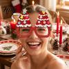 Holiday Photo Booth Props Christmas Glasses Glitter Party Glasses Frames Novelty Elf Snowman Santa Claus Gift for Family Gatherings Reindeer