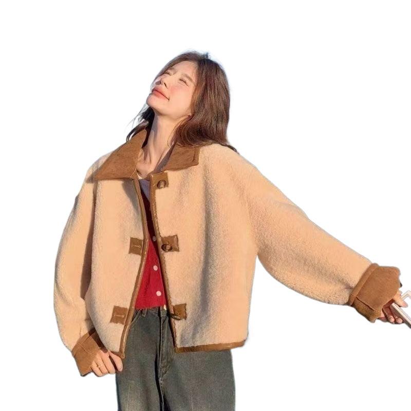 Women's Autumn 2025 Short Shearling Suede Coat - New Style for Early Winter