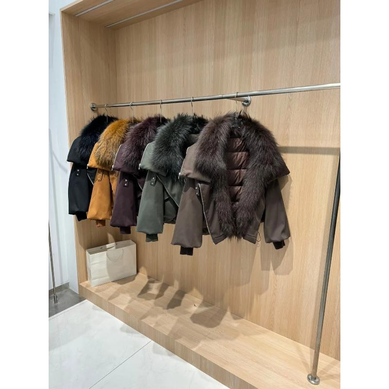 Giacca Invernale Donna Taglia L Collo in Vera Pelliccia di Volpe Giacca Imbottita Larga Calda Parka Cappotti in Piuma