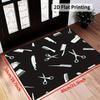 Barber Shop Tool Mat - Scissors & Comb Pattern Rug for Living Room, Hair Salon & Bedroom, Machine Washable Decor Carpet