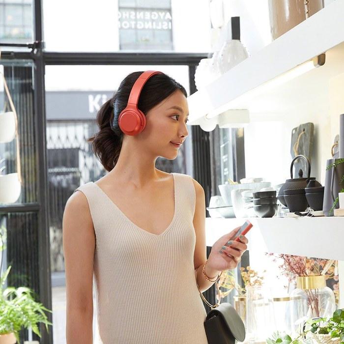 Sony h.ear on 2 Mini Wireless WH-H800: Bluetooth/Hi-Res, 24hr Battery, On-Ear, with Mic, 2017 Model, 360 Reality Audio, Twilight Red