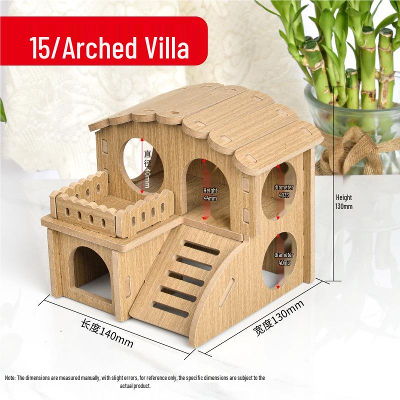 

Деревянный домик для хомяка: Кровать-гнездо против укусов без заусенцев, идеально подходит для золотистых хомячков, ландшафтный аксессуар для клетки.