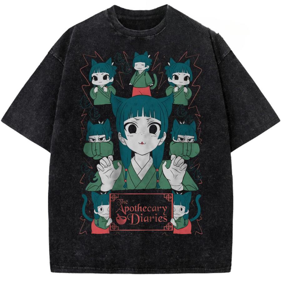 The Apothecary Diaries Maomao Printed Tee Men Women Washed Cotton T-shirts Manga Vintage T Shirt Harajuku Male Oversized Tshirt