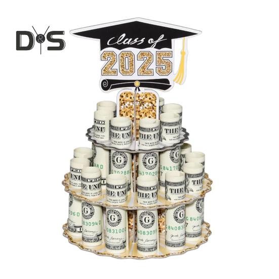 

Выпускной деревянный держатель денег башня двухслойная стойка для хранения денег класс 2025 выпускников денежный подарок выпускной вечер украшение рабочего стола серый