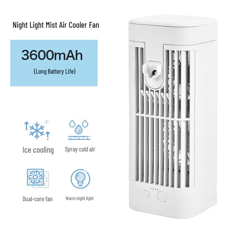 Portable Desktop Air Cooler with Night Light - Compact Household Electric Fan for Indoor Cooling and Humidification