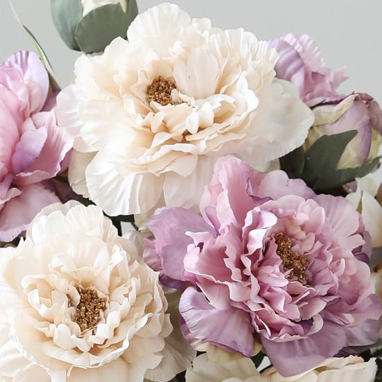 Artificial Peony Flower Realistic Fake Silk Flower Branch Home Office Wedding Party Table Centerpiece DIY Vase Faux Bloom Decoration