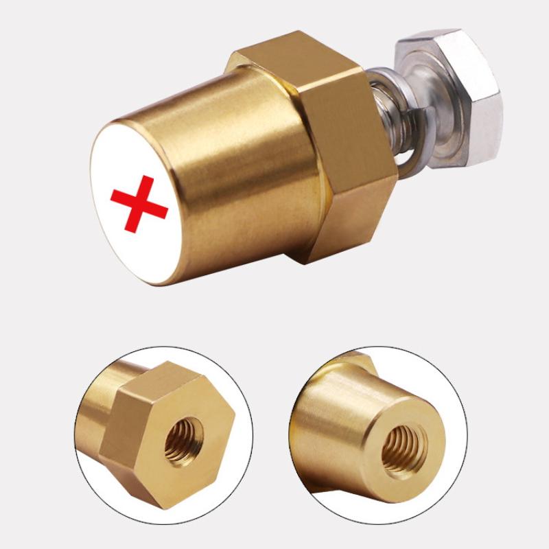 2 Pièces Chargeur de Borne de Batterie Vis Accessoires Laiton Connecteurs de Borne Hexagonale Pour Borne Positive et Négative de Batterie de Voiture