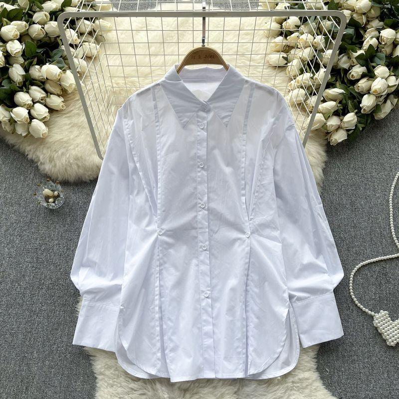Normcore Pure Color Fall Loose Fancy Chic Shirt