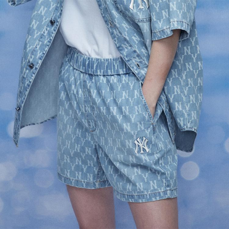 New MLB Old Flower Casual Shorts Unisex Blue 31DPU1131-50U