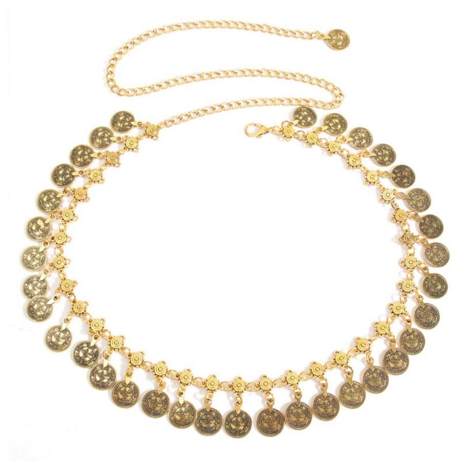 Women's Metal Belly Chain with Shaking Coins. Bohemian- Waist Belt. A Light Luxury and Retro Waist Chain with an European a