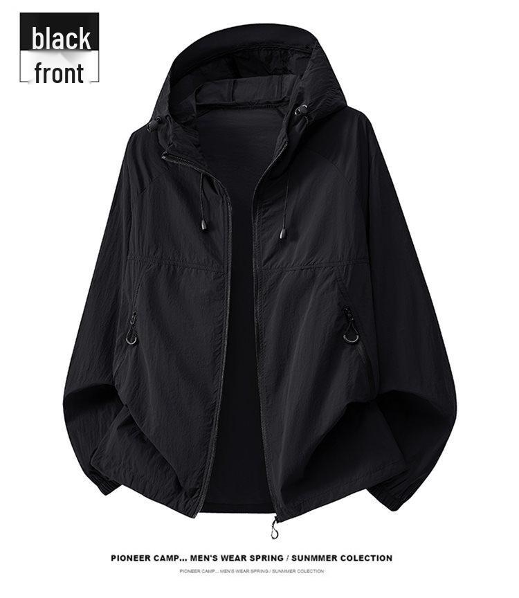 Men's Summer Loose-Fit Color Block Ice Silk Sun Protection Jacket UPF50+