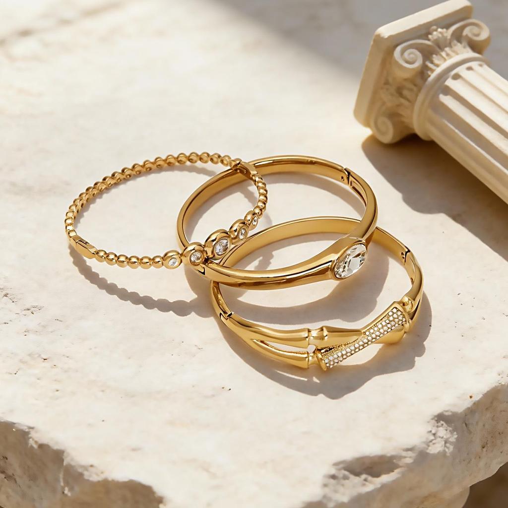 18K Gold-Plated Stainless Steel Zircon Clasp Bracelet - European & American Chic Women's Fashion