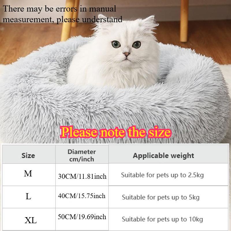 100% Thickened Large Round Plush Dog Bed Cat House,Non-Slip Bottom Mat, Artificial Fur Material, Warm,Soft, Pet Halloween Gift