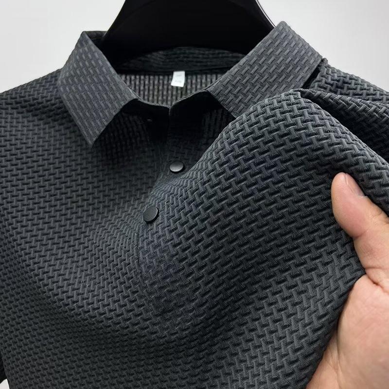 STORN New Men's Business Casual Short Sleeved Bone Flower Solid Color POLO Shirt Fashion Breathable Comfortable Summer Versatile Top