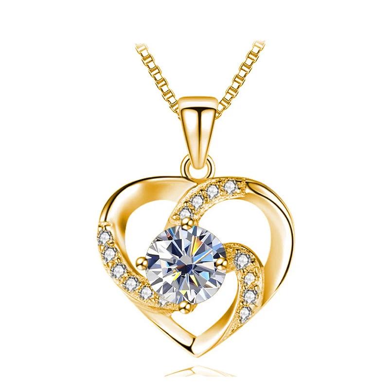 6.5mm Gold Plated Heart Shaped Moissanite Pendant Necklace D VVS1 Exquisite Fine Jewelry For Women