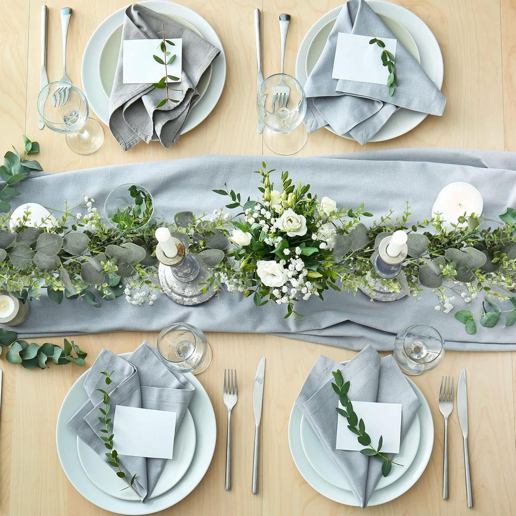 CEWOR 5pcs 5.5ft Artificial Eucalyptus Garland Fake Silver Dollar Eucalyptus Greenery Garland Vines Table Runner for Wedding Arch Backdrop Table