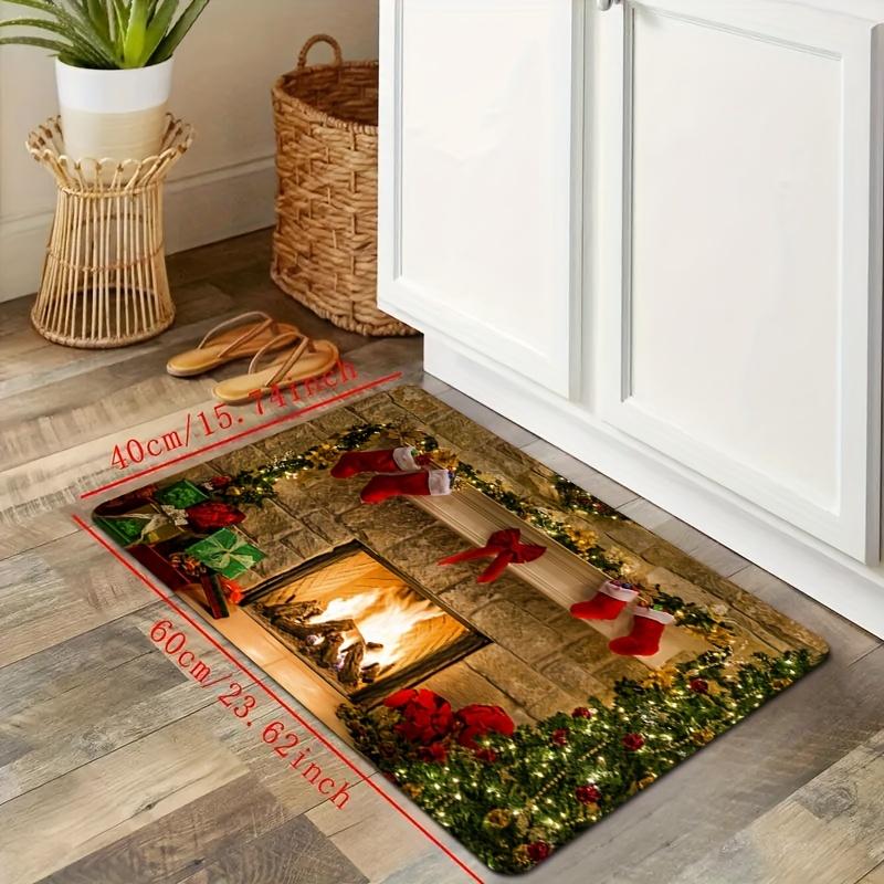 Covor de bucătărie anti-oboseală de Crăciun, antiderapant, gros, covor de bucătărie, covoraș rezistent, confortabil, în picioare Covor de bucătărie rezistent la apă