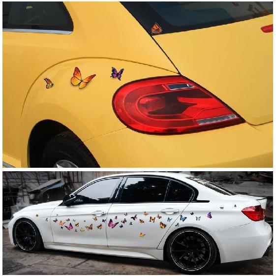 Butterfly Vinyl Car Stickers, Butterflies ect Scratch Cover Waterproof Bumper Decals for Automotive, Motorcycle, Helmet, Luggage, Window, Wall, Home